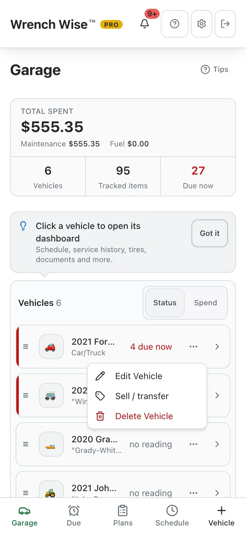 Wrench Wise™ app: …and choose Sell / transfer.