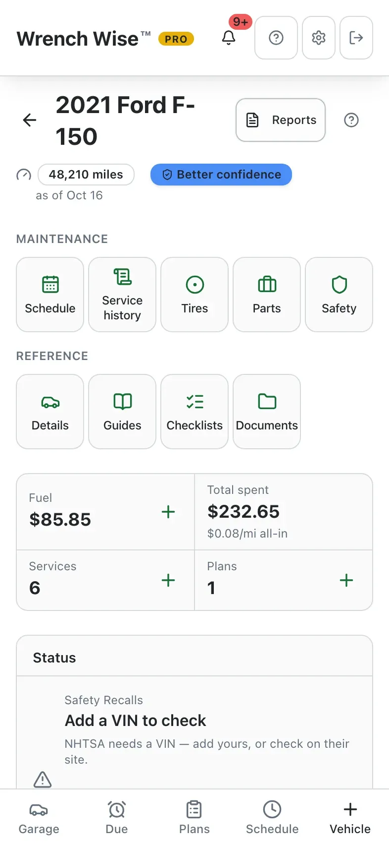 Wrench Wise™ app: Logged. Fuel totals and economy update as you go.