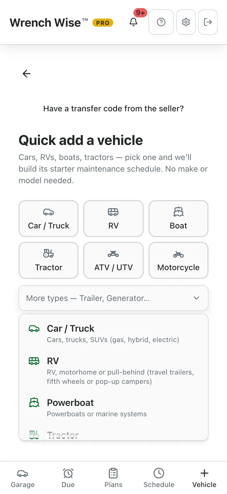 Wrench Wise™ app: Car, RV, boat, tractor, generator and more.